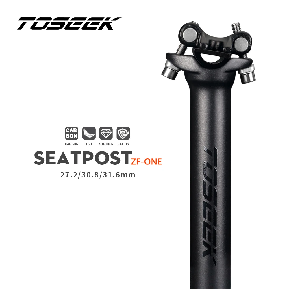 TOSEEK ZF-One Carbon Seatpost 27.2 30.8 31.6mm Matte Black MTB Road Bike Seat Post Length 280mm Seat Tube Bicycle Parts