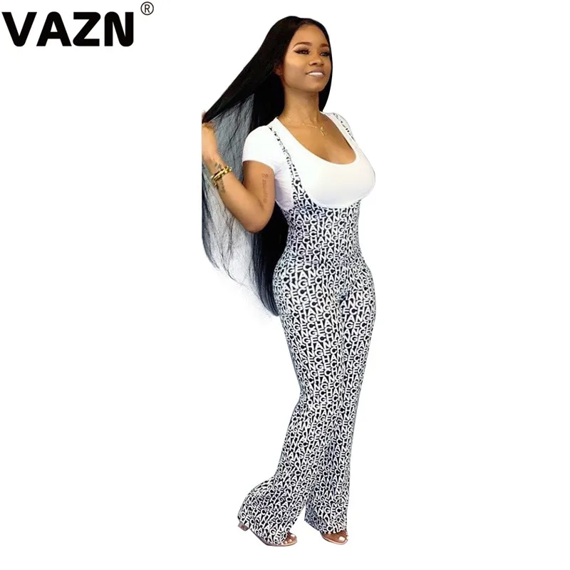 VAZN YM-8499 с круглым вырезом новые черные хип Hop2019 спортивные костюмы Комбинезоны с бретельками облегающие с коротким рукавом женские бандажные Длинные Комбинезоны