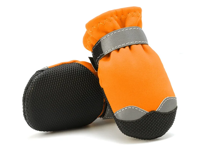 Orange 4 шт. домашние питомцы, собаки, зимняя обувь Обувь для собак на мягкой подошве водонепроницаемые ботиночки, носки резиновая нескользящая обувь для маленьких собак - Цвет: Orange