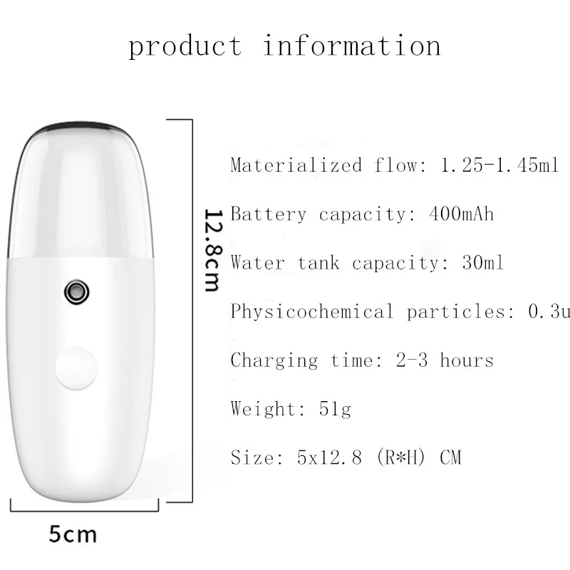 Face Steamer Beauty Spray Hand-held Water Machine Moisturizing Nano Ionic Mist Face Humidifier USB Facial Pore Cleansing Tool Face Steamer Beauty Spray Hand-held Water Machine Moisturizing Nano Ionic Mist Face Humidifier USB Facial Pore Cleansing Tool