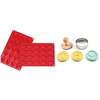 

Silicone 5-Piece Seal Biscuit Mould Chocolate Chip Cookies & 2Pcs Silicone Madeleine Pan Cookie Mold 20 Cavity Cake Mold