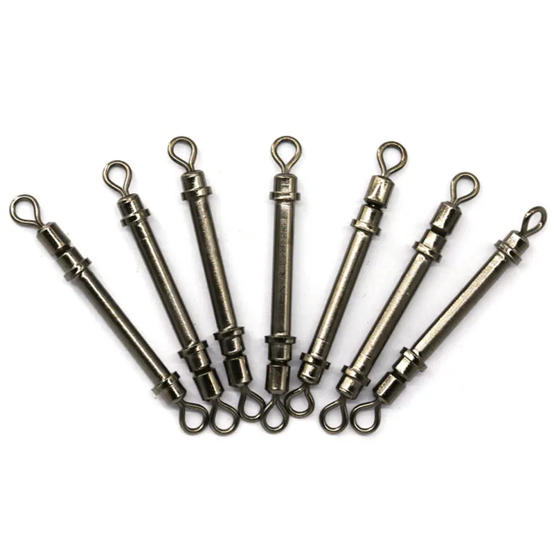 

100pcs Alloy Copper Fishing Line Connector Strong Telescopic Rolling Swivels High Speed Snap With Lead Sheath Tube SS S M L