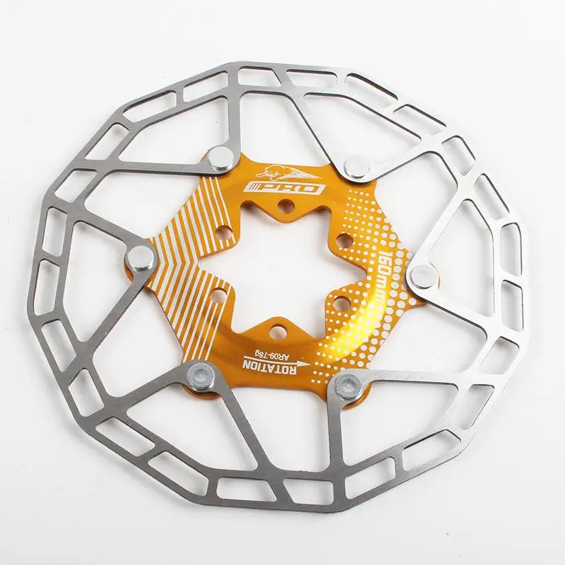 Велосипедный ротор дискового тормоза Сверхлегкий вращающийся диск колодки 160 мм 80 г ротор дискового тормоза части - Цвет: Gold 160MM boxed
