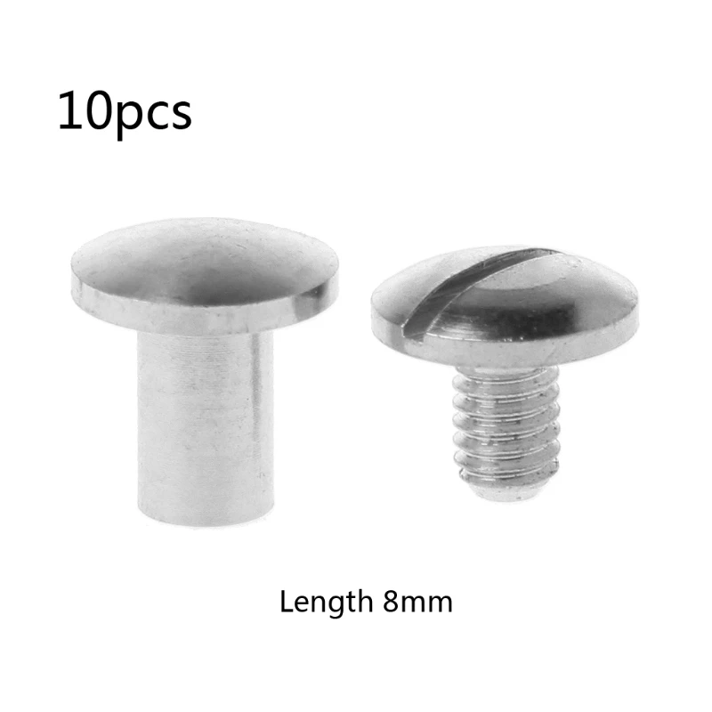 10 Pairs Brass Chicago Screws Posts Belt Button for Leather Bookbinding Crafts