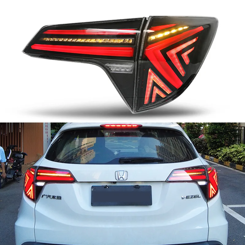 

LED Car Taillight Tail Lamps For Honda HR-V HRV 2014 - 2020 2021 Vezel Rear Fog Lamp Dynamic Turn Signal Reverse Brake Light