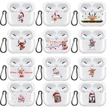 

For Airpods Pro Case Elk Silicone Cover For Airpods 3 Cases Cute Funda Coque Wireless Earphone Accessories Bags Merry Christmas