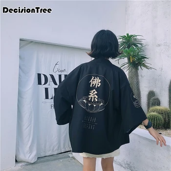 

2020 crane japanese style kimono haori men women cardigan chinese dragon traditional japanese clothing asian clothes