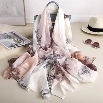 

Spring summer women scarf silk scarves floral female shawl Foulard ladies Beach cover-ups wrap pashmina bandanna muffler pareo