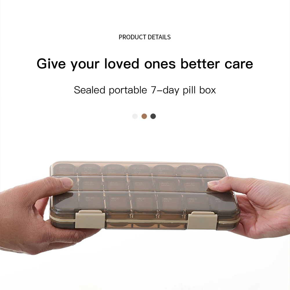 Portable 21/28 Grids Weekly Pilll Box Medicine Dispenser Tablet Organizer Storage Box 7 Days Compartment Pillbox Case Container
