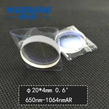 Weimeng Φ20*4 мм клиновидное зеркало угол: 0,6 градусов 650nm& 1064nmAR покрытие кварц для лазерной машины, лаборатории и оптики и оборудования