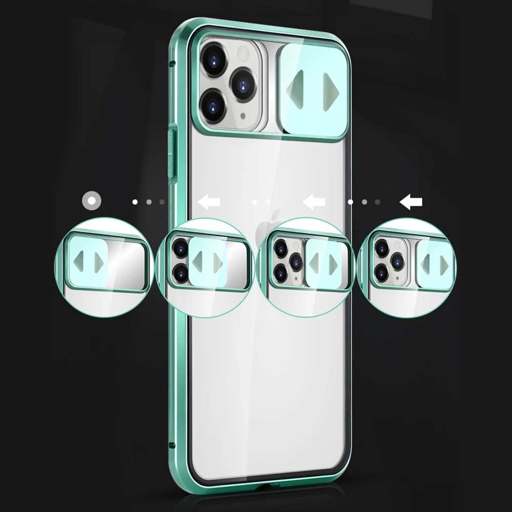 iphone 7 plus phone cases Slide Camera Lens Magnetic Case For iPhone 12 11 Pro Max 12 Mini 11 XR X XS Max 8 7 Plus Metal Camera Protect Cover With Mirror iphone 6s phone case