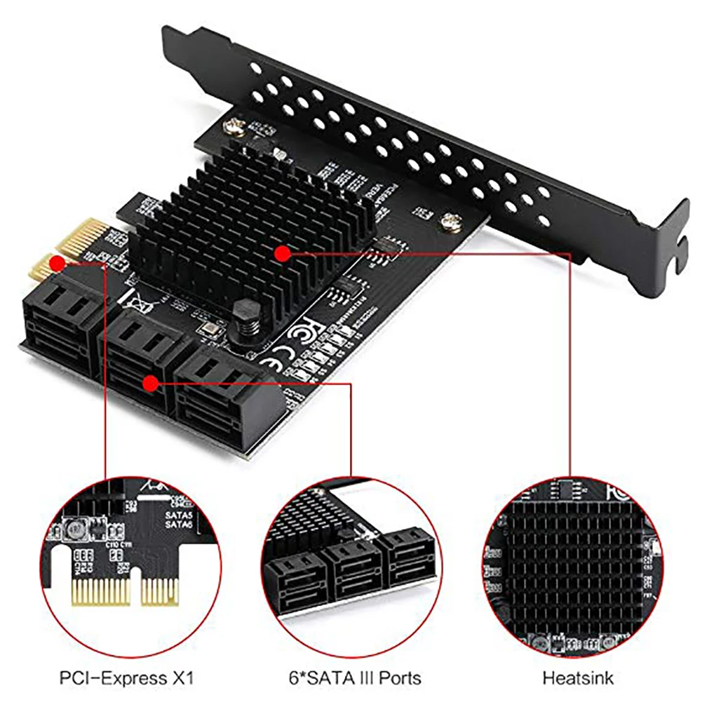  Tarjeta de expansión de reemplazo de 6 puertos de alta velocidad pcie-sta3.0 controlador 6Gbps adap