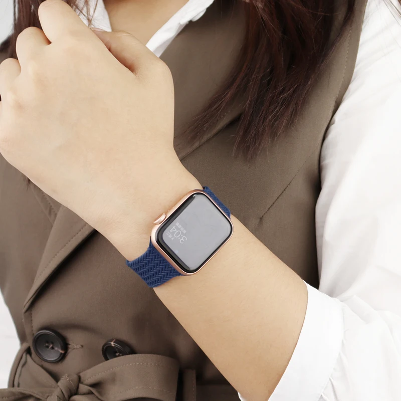 Новый Плетеный ремешок с одной петлей для Apple Watch 6/se Силиконовый эластичный