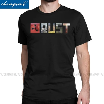 

Rust Game Logo Men T Shirt Rust Survival Game Funny Tee Shirt Short Sleeve Round Neck T-Shirt 100% Cotton Gift Idea Clothing
