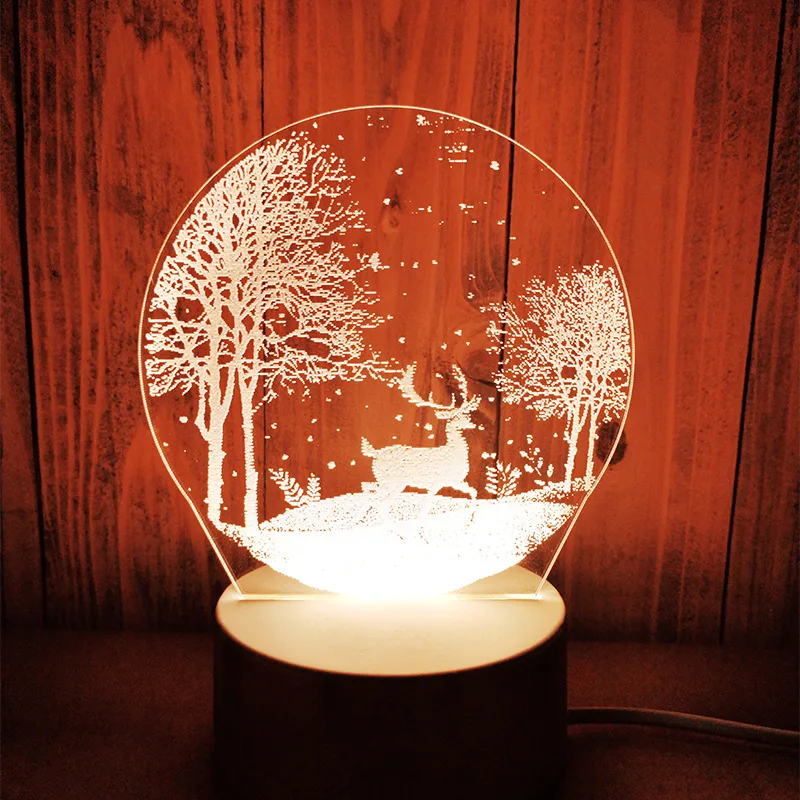 New exotic creative 3d night light Christmas gift bedside cute gift custom Amazon cross-border night light - Цвет: Monochrome warm