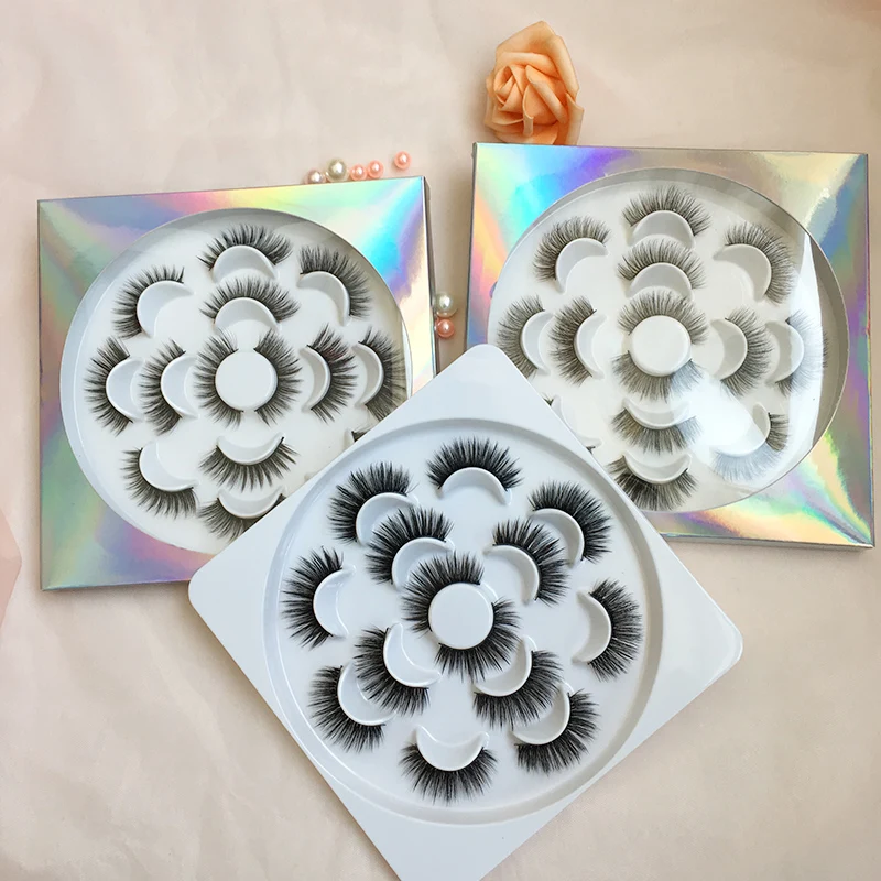 5D Faux Mink Eyelashes 7 Pairs in Flower Lashes tray