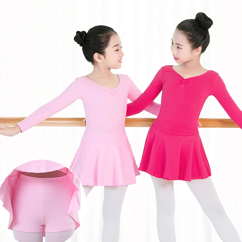 Inverno crianças balé dança ginástica vestido shorts terno crianças algodão manga longa vestido de balé grosso para meninas dancewear