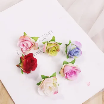 

10pcs 4cm Silk Rose Artificial Flower Wedding Leaves Decoration Items Wreath DIY Handicraft Flowers Fake Simulation