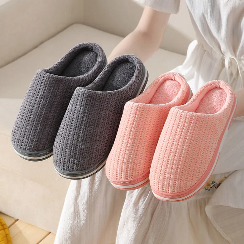 

Nice Women's Slippers Winter Warm Home Plush Shoe Couples Non-Slip Floor House Slippers Ladies Soft Indoor Shoes For Women