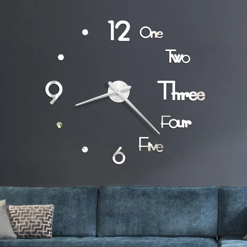 Large Wall Clock Diy Wall Clock 3d Mirror Surface Sticker Home Office Decor Clock Stickers Oversize Wall Clock Home Letter Home
