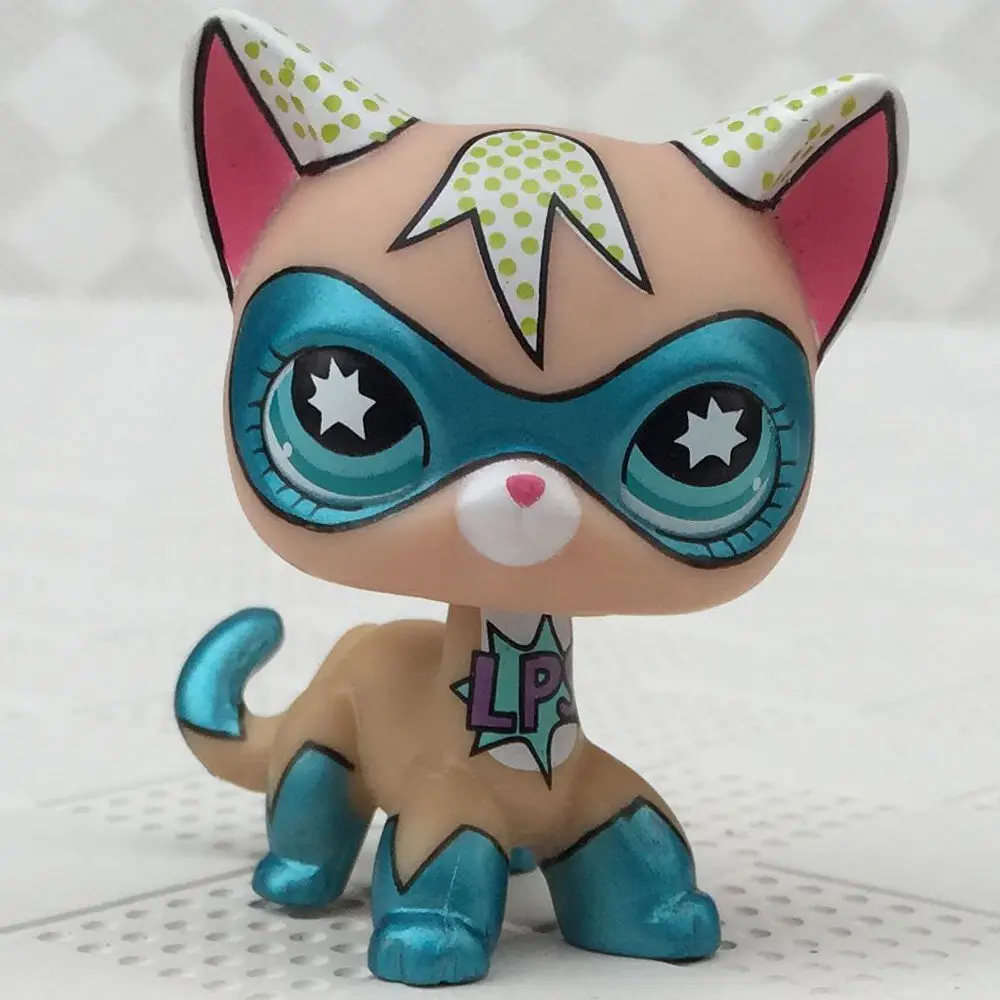 Pet shop super hero short masked hair cat lps comic toys rare girl gift 1pcs100% 