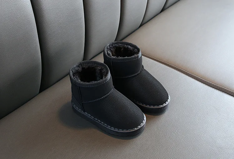 COZULMA/Детские теплые зимние сапоги с плюшевой подкладкой обувь без шнуровки для девочек, Нескользящие водонепроницаемые ботильоны Размеры 25-36