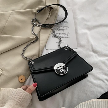 

Solid color Flip Crossbody bag 2020 Fashion New High-quality PU Leather Women's Designer Handbag Chain Shoulder Messenger Bag