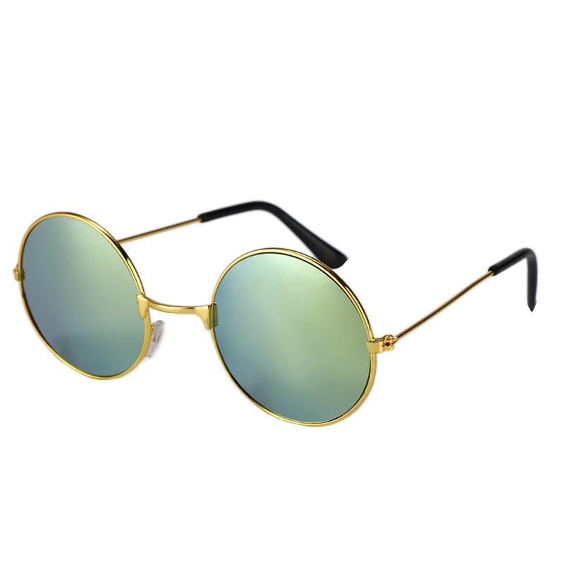 Ностальгические ретро круглые солнцезащитные очки для мужчин и женщин, металлическая оправа, солнцезащитные очки для вождения, цветные светоотражающие очки UV400 - Цвет: 4 style