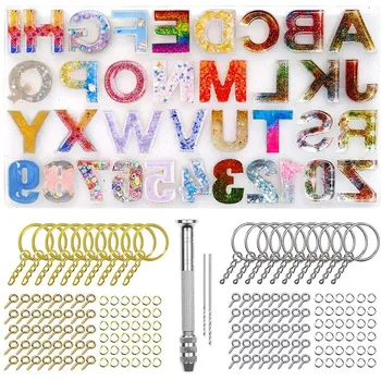 

224Pcs Alphabet Silicone Resin Casting Molds Kit, with Pin Vise Set for DIY Making Keychain Resin Crafts