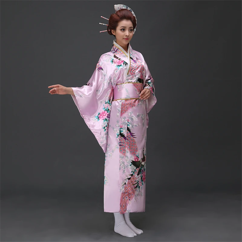 Hot Sale Japanese Women Original Yukata Dress Traditional Kimono With Obi Performance Dance Costumes One Size