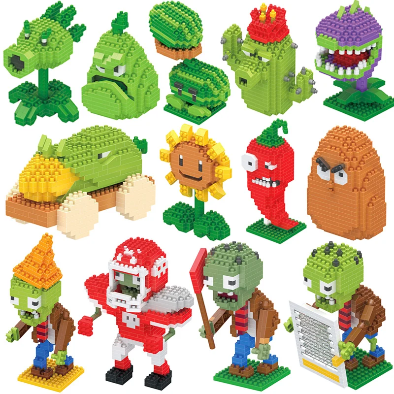 

Nano NO Compatible legoed Plants vs.Zombiesed decoratio PVZ game model building mini micro blocks diamond sets kids toys kits
