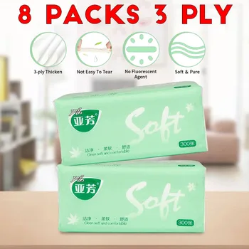 

Portable Paper Towel 8Packs/Set Household Soft 3 Layerd Natural Wood Pulp Soft Napkin Kitchen Bathroom Paper Facial Tissue