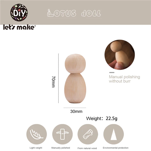 15PC New Wooden Peg Dolls Maple Round Body Wood Dolls Painting DIY Home Nursery Decoration Peg Dolls Christmas Gifts Toys 2020 6