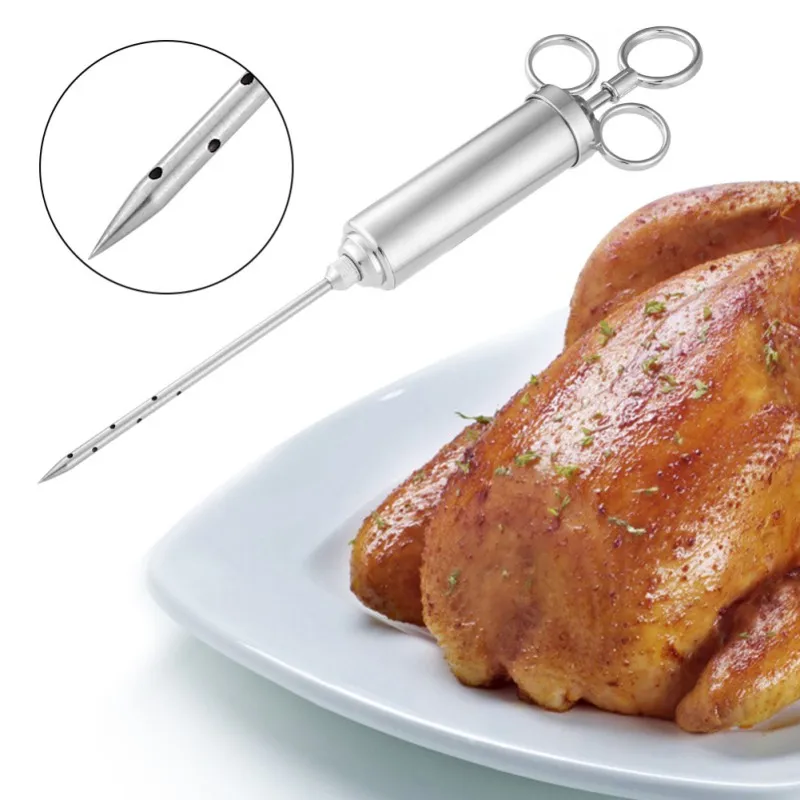 Нержавеющая сталь барбекю маринада инжектор вкус шприц мясо птицы инструмент для приготовления пищи