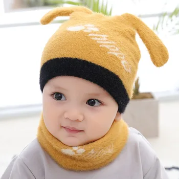 

Baby Winter Warmer Scarf Letters Print Hat Infant Collar Scarves Neckerchiefs Headwear Set