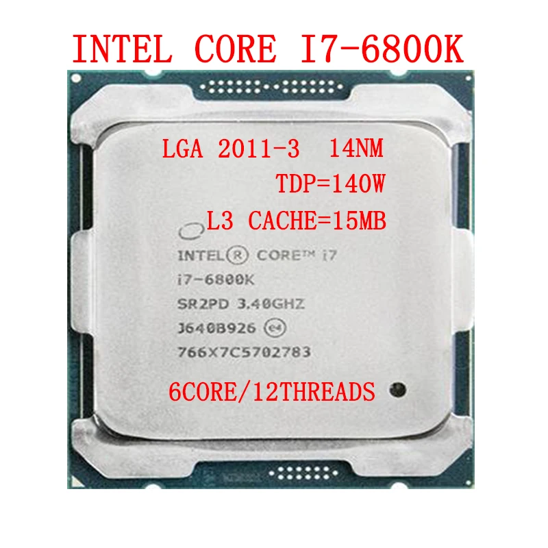 Процессор Intel Core i7-6800K ЦП для настольного компьютера 15 Мб кэш-памяти 3 40 ГГц TDP 140 Вт