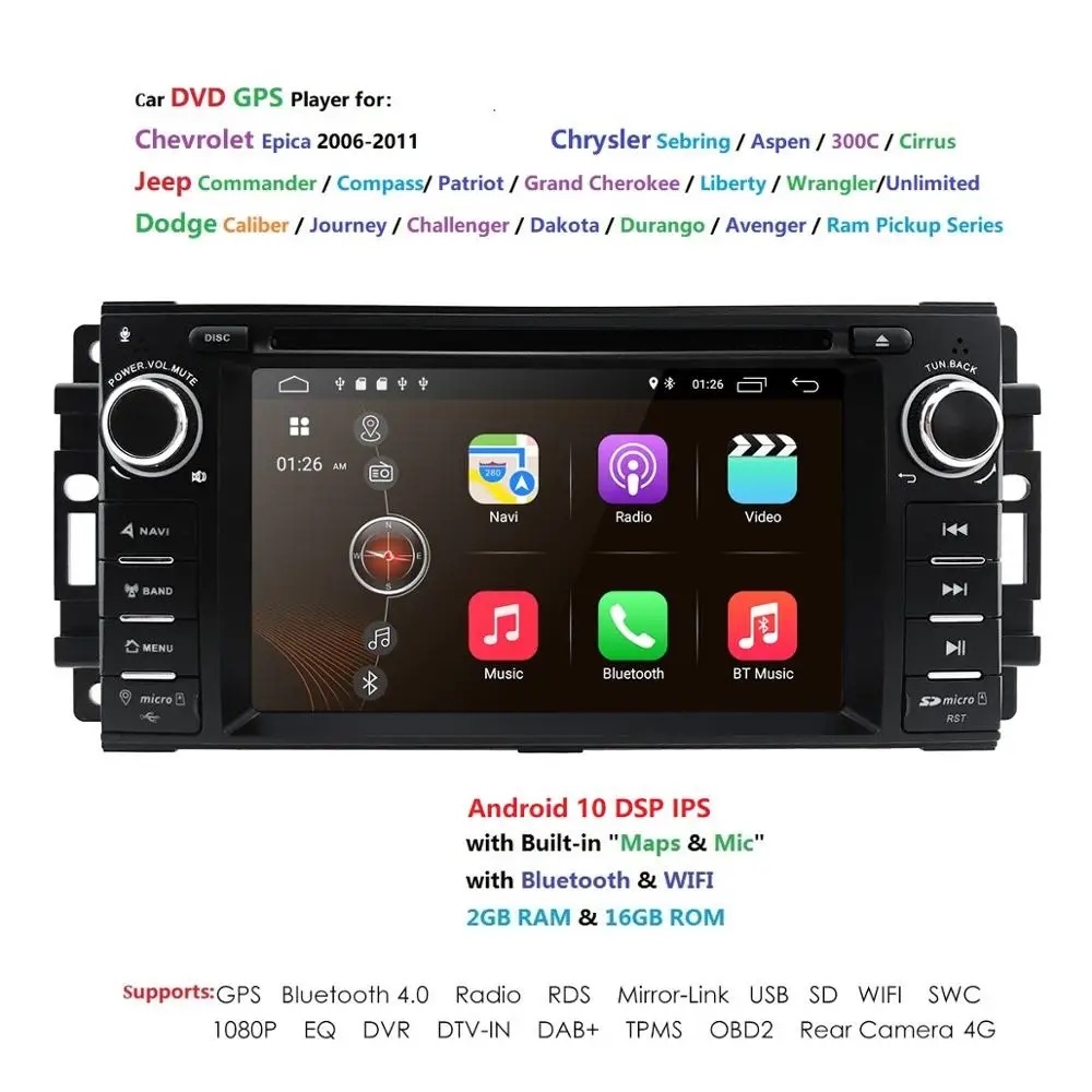 Android10 автомобильный Радио мультимедийный плеер навигационная система с 6,2 \ЖК Bluetooth WiFi GPS для Jeep Wrangler Dodge Chrysler Android10 автомобильный Радио мультимедийный плеер навигационная система с 6,2 \ЖК Bluetooth WiFi GPS для Jeep Wrangler Dodge Chrysler