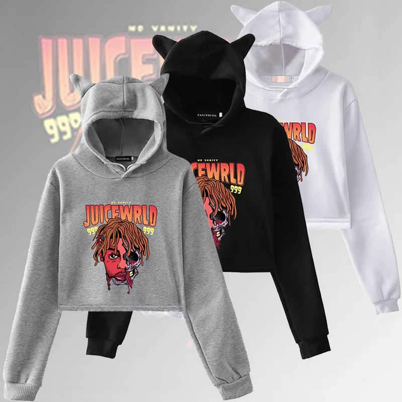 Juice Wrld хип хоп рэпер же абзац толстовка Модные женские толстовки Толстовка с кошачьими ушками Горячий тренд повседневная одежда