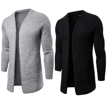 

2019 Spring Autumn and Winter Newest Men's Cardigan Knitted Sweater Buttonless Medium-length Men Cloak Mens Sweaters 2019