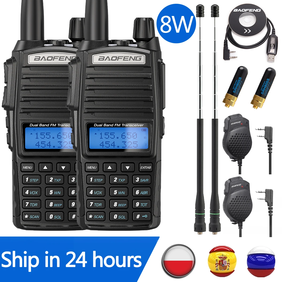 Walkie-Talkie Radio-Station Ham-Radio Uv82-Cb Baofeng uv-82 Uv 82 2PCS Dual-Band Plus