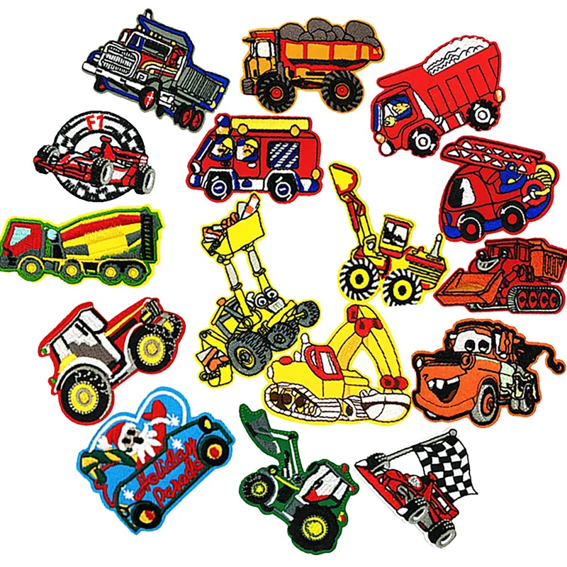

F1 Racing Car Fire Truck Excavator On Patches For Clothing Stickers Diy Patches Embroidery Patches Applique Badges On Jacket