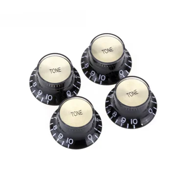 

Musiclily Pro Imperial Inch Size Top Hat Bell Reflector Tone Knobs for USA Made Les Paul SG Electric Guitar, Black (Set of 4)