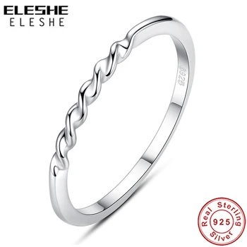 

ELESHE Authentic Real 925 Sterling Silver Ring Stackable Twist Wave Infinity Finger Rings for Women Wedding Original Jewelry