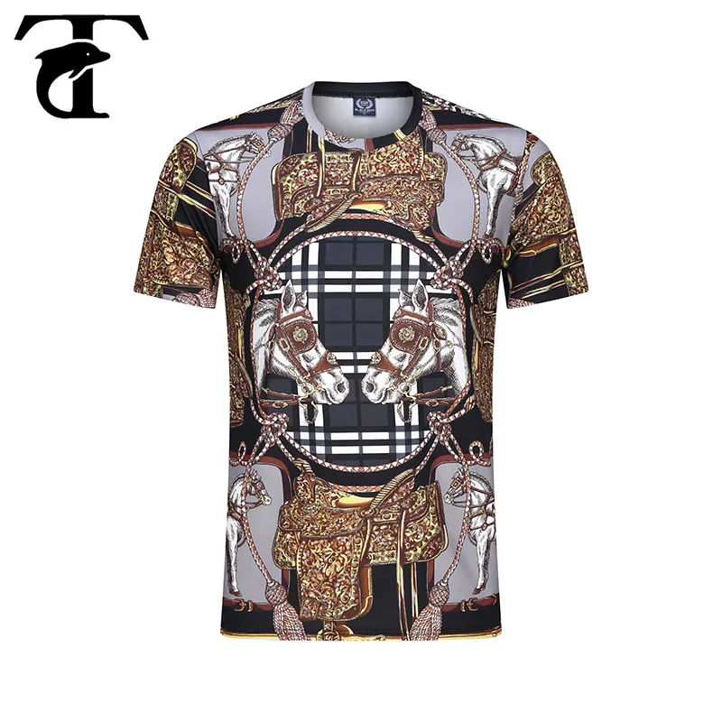 

Punk Style New Men T-shirt Summer 2020 Fashion Korean Horse Printed Tees Tops Value high Quality T shirt