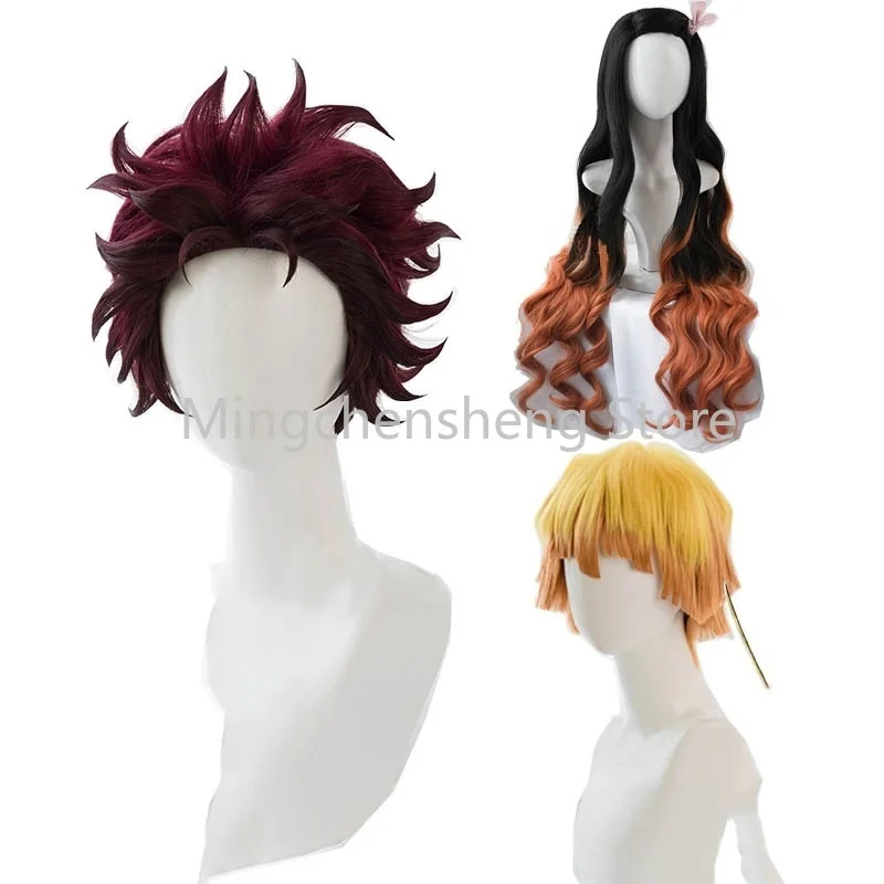 

Anime Demon Slayer Kimetsu No Yaiba Kamado Nezuko Kamado Tanjirou Agatsuma Zenitsu Wigs Long Hair Short Wigs