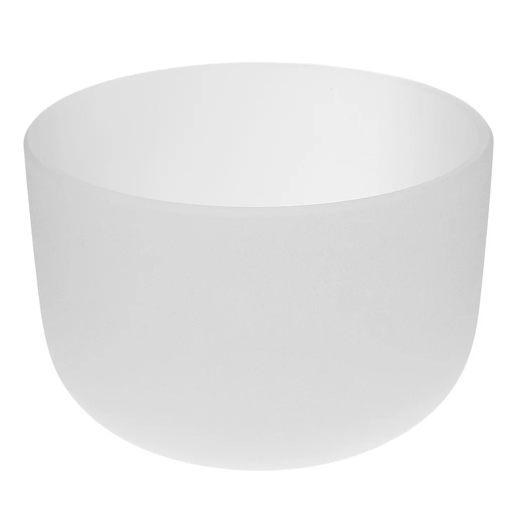 

Quartz Quartz Crystal Singing Bowl Frosted With Relax Heart 8 Inches + Suede Jersey