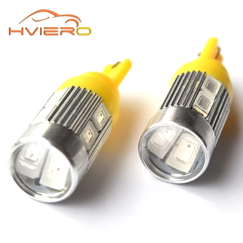Hviero T10 10SMD 5630 W5W Interior Xenon Red White blue DC 12V Car LED Lens Projector Solid Aluminum Bulbs Side Marker Light