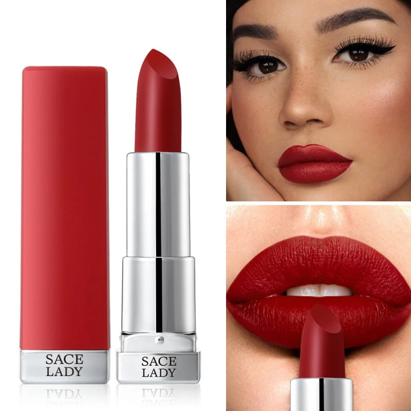 

Lipstick Matte Waterproof Velvet Lip Stick 9 Colors Sexy Red Nude Pigments Makeup Silk Matte Lipsticks Long Lasting Beauty Lips