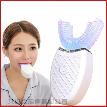 

360 Degrees Intelligent Automatic Sonic Electric Toothbrush U Type 4 Modes Tooth Brush USB Charging Tooth Whitening Blue Light