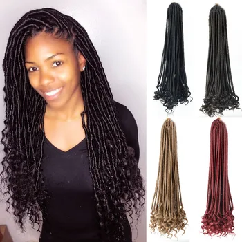 

LISI GIRL Goddess Faux Locs Hair With The Curls Crochet Braiding Hair 20 Inch Synthetic Crochet Braids Hair Extension